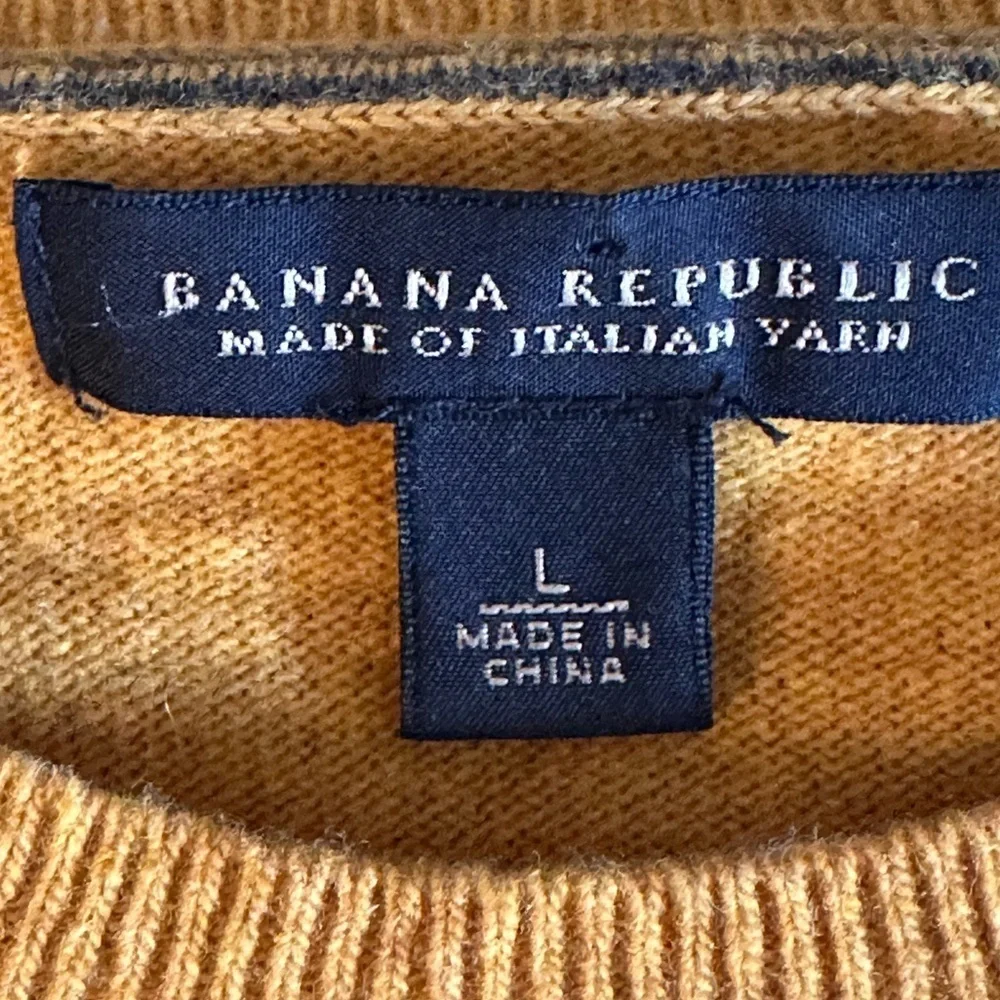 Banana Republic Italian Merino wool Blend Crewneck Sweater w/ elbow patches Sz L
